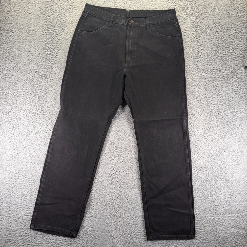 Wrangler Rustler Jeans Men 36x32 Black Cotton Denim Straight Leg Workwear Travel
